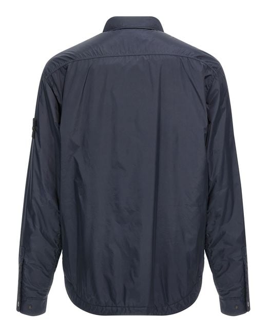 Stone Island Blue Garment Dyed Crinkle Reps Ny Jacket for men