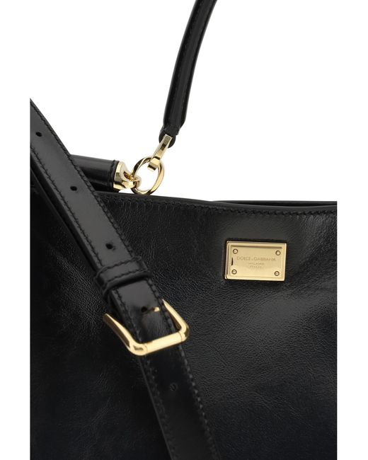 Dolce & Gabbana Black Vittoria Medium Handbag Calf Leather Bos Taurus Shoulder Bags