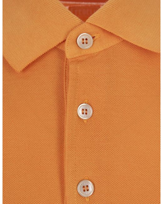 Fedeli Orange Light Cotton Piquet Polo Shirt for men