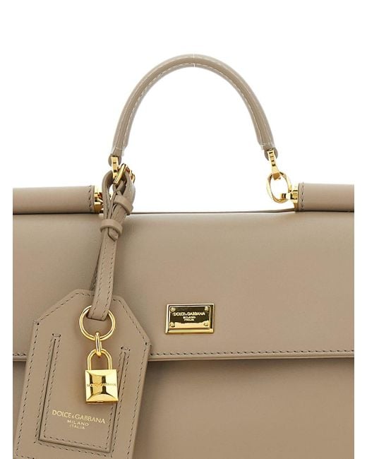 Dolce & Gabbana Natural Handbag With Padlock Detail And Adjustable And Removable Shoulder Strap