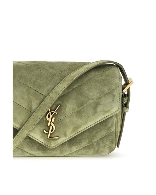Saint Laurent Green Shoulder Bag Loulou Suede