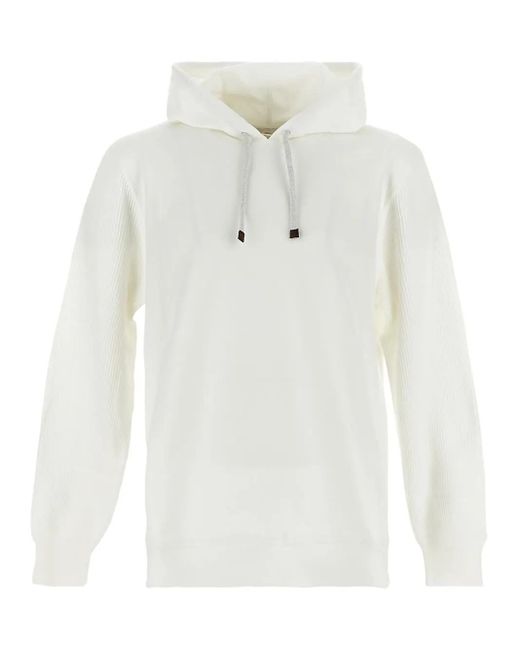 Brunello Cucinelli White Knitted Hoodie for men
