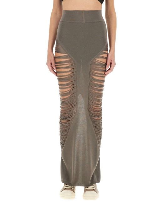 Rick Owens Gray "Pillar" Maxi Skirt