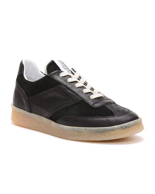 MM6 by Maison Martin Margiela Leather 6 Court Sneakers in Black | Lyst