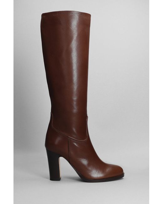 Julie Dee High Heels Boots In Brown Leather