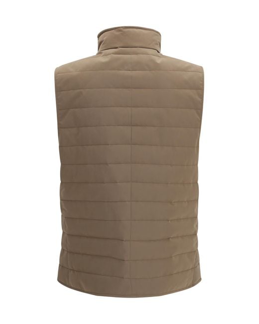Brunello Cucinelli Brown Quilted Vest Jacket Polyester; Polyamide Down for men
