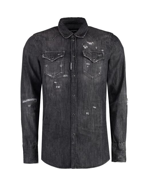 DSquared² Black Classic Western Denim Shirt for men
