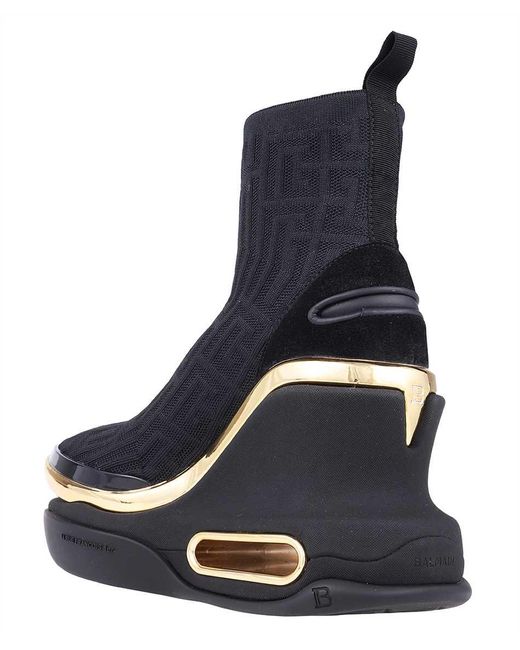 Balmain Blue High-Top Fabric Sneakers