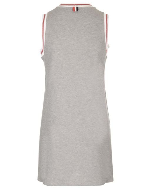 Thom Browne Gray Cotton Pique Tennis Dress