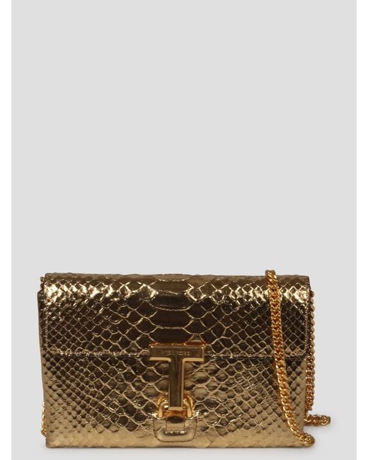 Tom Ford Brown Laminated Stamped Python Leather Monarch Mini Bag