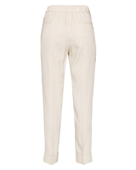 Peserico White Cropped Slim-cut Trousers
