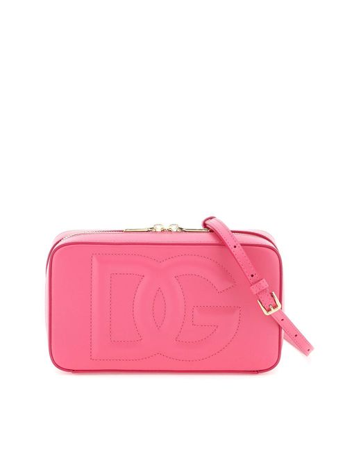 Dolce & Gabbana Pink Leather Camera Bag With Logo