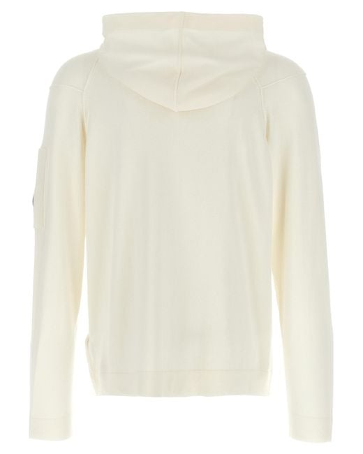C P Company White 'Sea Island' Hoodie for men