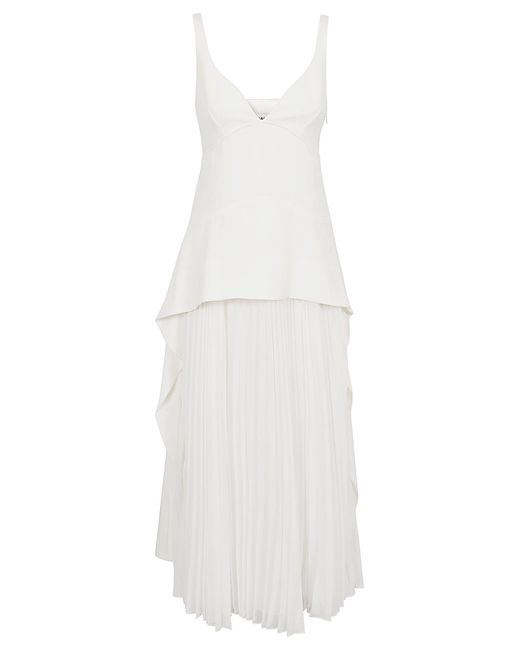 Jonathan Simkhai White Sequoia S/L V Neck Midi Dress