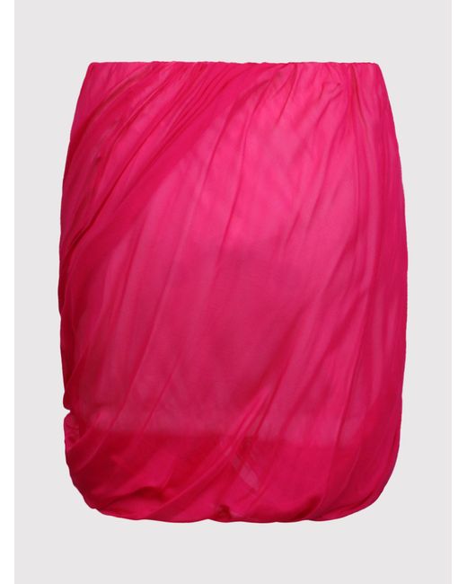 Helmut Lang Red Short Silk Skirt