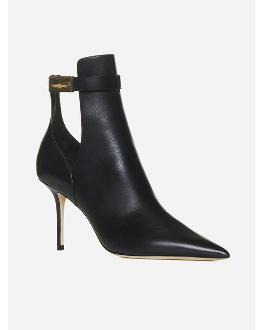 Jimmy Choo Black Nell 85 Leather Bootie