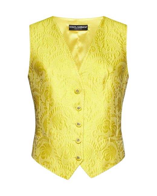 Dolce & Gabbana Yellow Cotton-blend Brocade Waistcoat