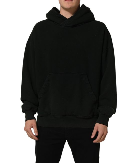 Dolce & Gabbana Black Cotton Hooded Men Sweatshirt Sweater for men