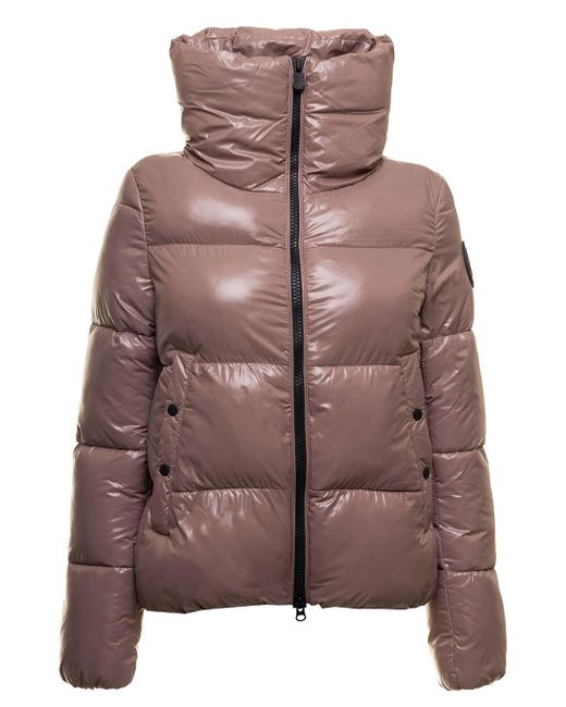 Save The Duck Rubber Isla Pink Down Jacket In Shiny Tech Fabric With
