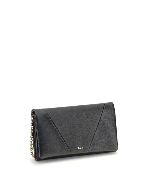 Chloé Gray Spin Wallet With Flap And Chain