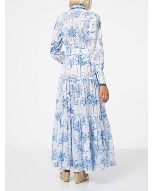 Mc2 Saint Barth Blue Long Dress With Toile De Jouy Print