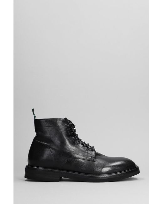 Green George Lace Up Shoes In Black Leather for men