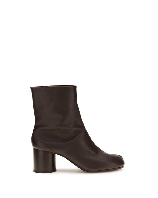 Maison Margiela Brown Ankle Boots Tabi Lambskin Leather