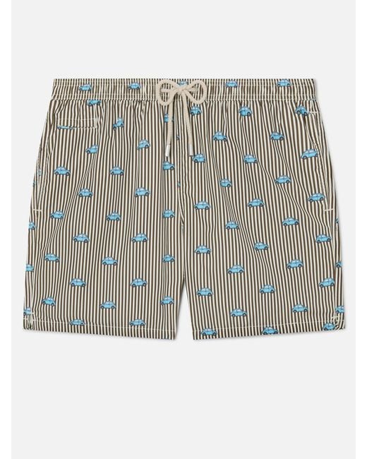 Mc2 Saint Barth Gray Striped Lighting Micro Swim Shorts With Fiat 500 Print for men