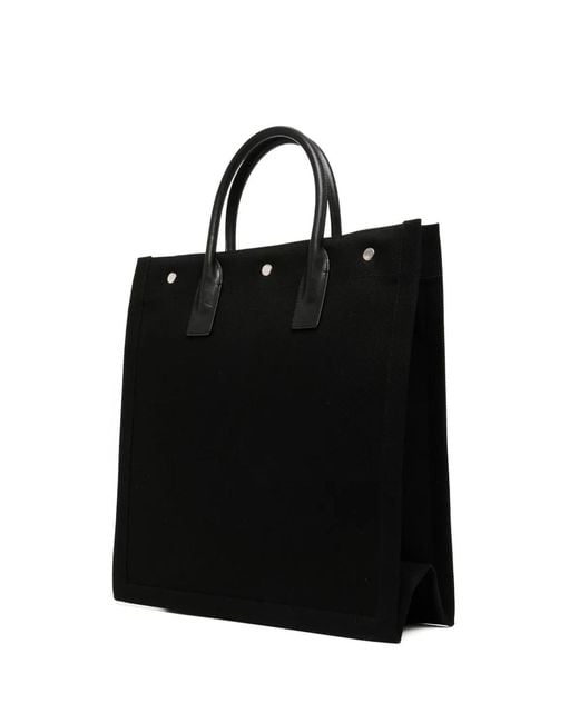 Saint Laurent Black Rive Gauche Logo Tote Bag