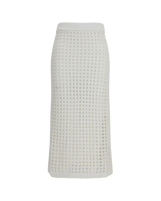 Max Mara Pure White Cotton Mesh Skirt