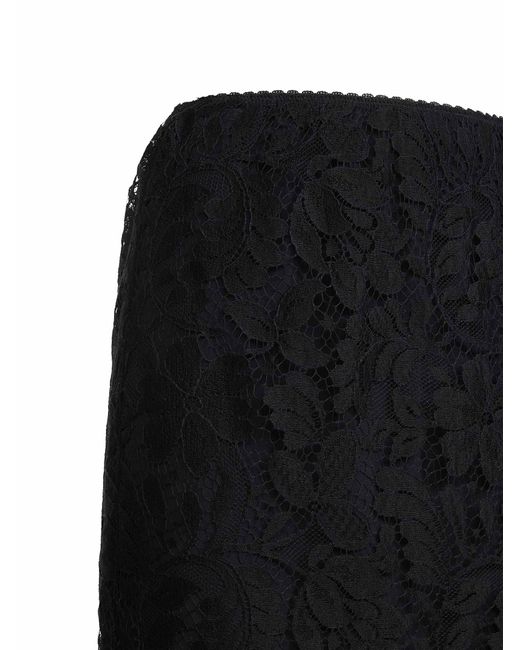 Chloé Black Floral Lace Straight Skirt