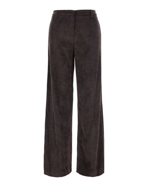 Le Plain Black Trousers Ribbed