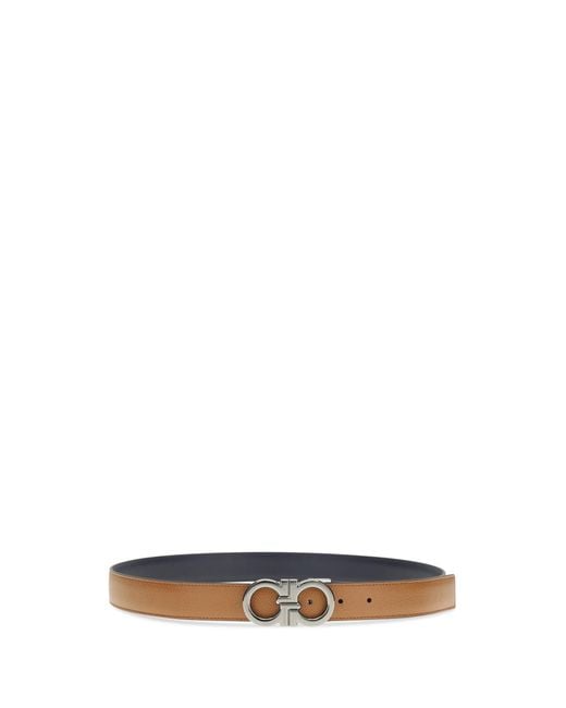 Ferragamo White Reversible And Adjustable Gancini Belt Calf Leather Bos Taurus E Braces for men