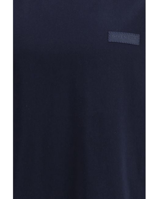Givenchy Blue Cotton T-Shirt With Logo Patch for men