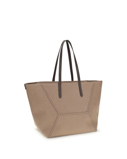 Brunello Cucinelli Natural Canvas Bc Tote Bag Outer: Cotton Shoulder