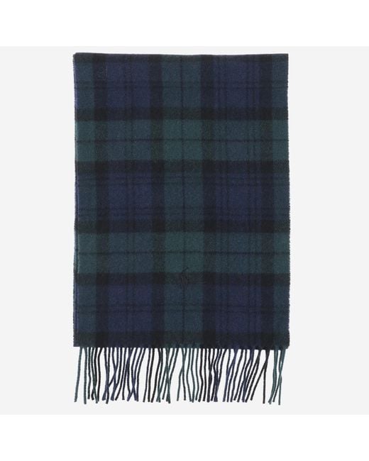 Polo Ralph Lauren Blue Wool Scarf With Logo for men