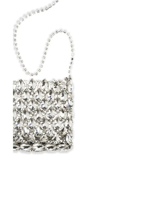 Self-Portrait White Crystal Mesh Pouch Polyester Shoulder Bags