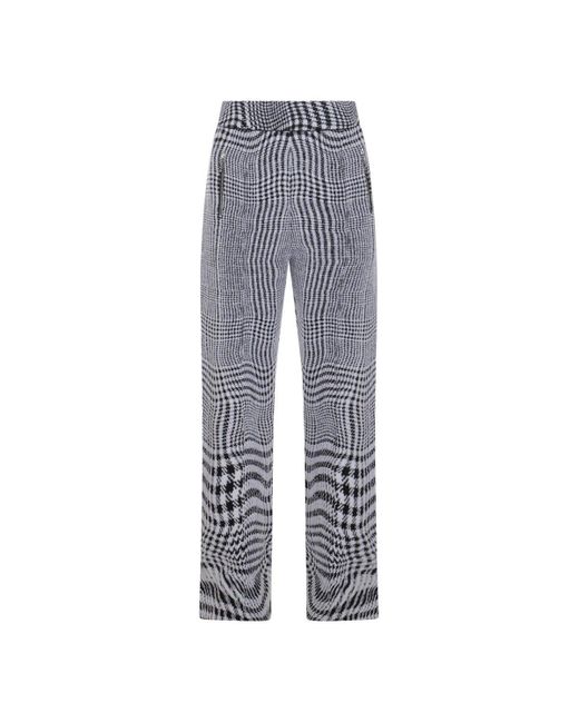 Burberry Gray Wraped Houndstooth Jacquard Wide-leg Trousers