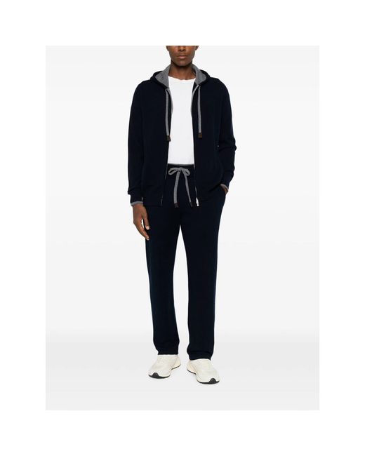 Fedeli Blue Davis Drawstring Track Pants for men