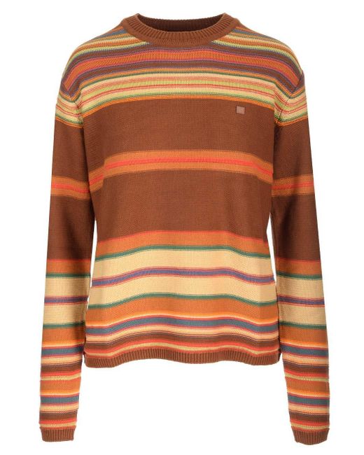 Acne Orange Striped Crewneck Sweater