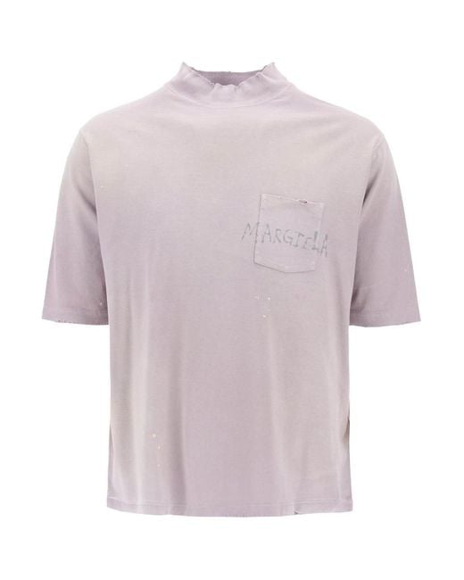 Maison Margiela Pink Handwritten Logo T-Shirt With Written Text for men