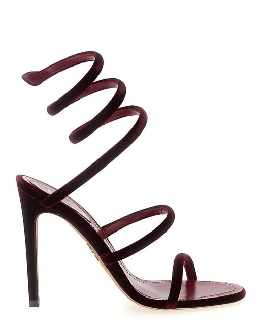 Rene Caovilla Metallic Textile Stiletto Heel Sandals