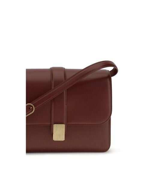 Khaite Brown Bordeaux Calf Leather Bos Taurus Shoulder Bag