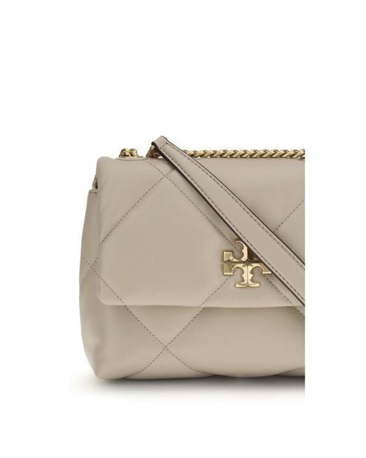 Tory Burch Gray Calf Leather Bos Taurus Shoulder Bag