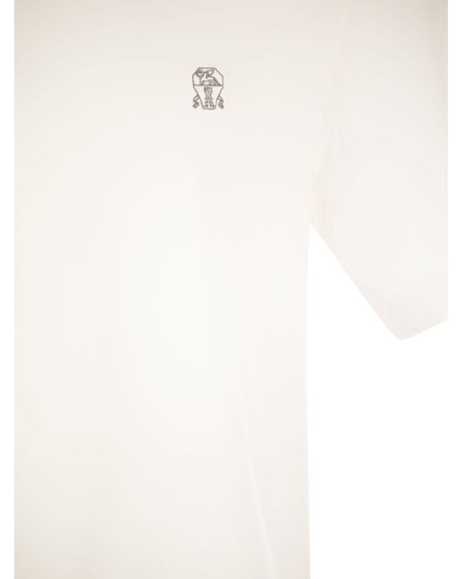 Brunello Cucinelli White Slim Fit Crew-neck T-shirt In Cotton Jersey With Logo for men