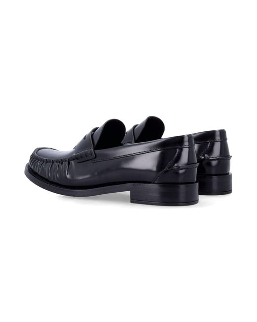 Prada Blue Brushed Leather Loafers