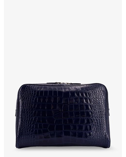 Tom Ford Blue Crocodile Print Leather Laptop Pouch Clutch Bags for men
