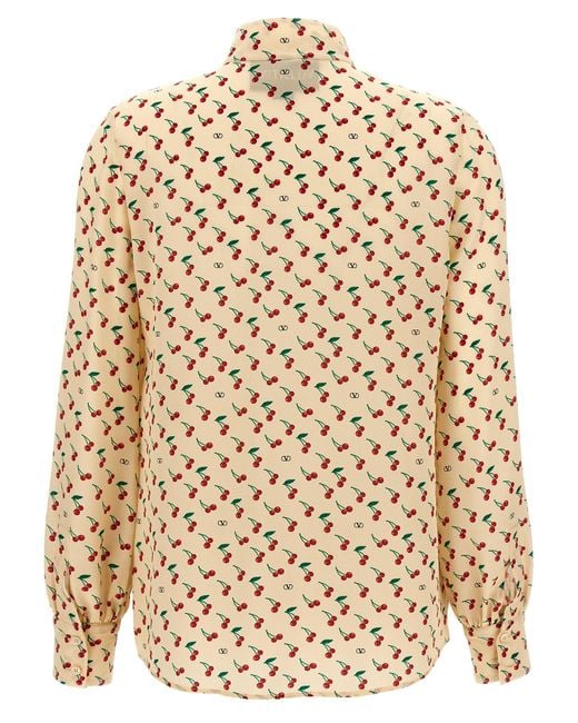Valentino Garavani Natural Cherryfic Shirt Silk Shirt, Blouse