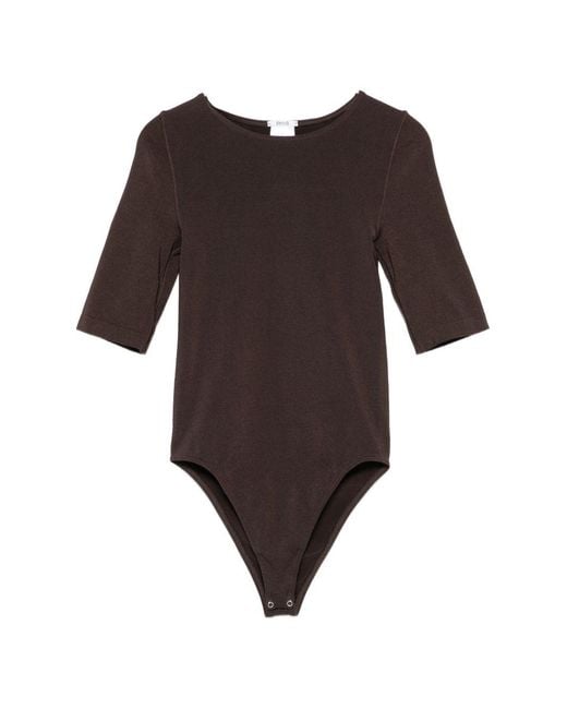 Wolford Brown Solid Round Neck Top