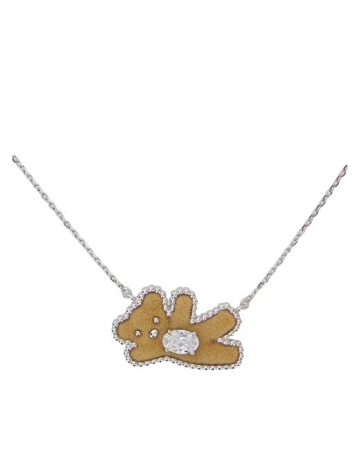 YVMIN White Necklace Metal Greeting Bear Fabric Necklaces